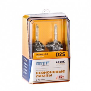 Ксеноновая лампа D2S 4800K ABSOLUTE VISION +50% (3700lm) 35W (2шт.) AVBD2S MTF