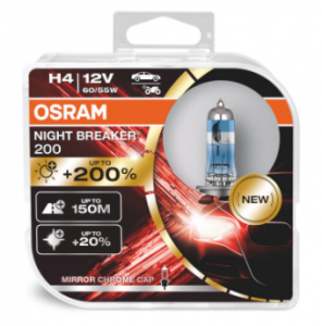 Автолампа  H4  12V 60/55W (P43t-38) Night Breaker  +200% (DuoBox) 64193NB200-HCB OSRAM