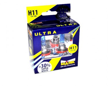 Автолампа H11 12V 55W (PGJ19-2) Super White+30% (2 шт) 82110SW+30new "Маяк УЛЬТРА" Автолампа H11 12V 55W (PGJ19-2) Super White+30% (2 шт) 82110SW+30new "Маяк УЛЬТРА"