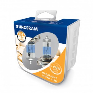 Автолампа H4 12V- 60/55W (P43t) Megalight Ultra +150 (2шт.) Tungsram