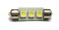 Лампа светодиодная 11-39 (SV8,5) 3 SMD 5050 диода, белая, салонная 12v