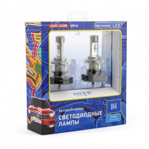 Светодиодные автолампы MTF Light серия Night Assistant, 5500K, H4, ком-кт.