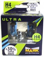 Автолампа H4 12V  60/55W (Р43t) Super White +30% (2 шт) 82420SW+30new "Маяк УЛЬТРА"