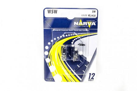 Автолампа 12V W5W (W2.1*9.5d) (блистер 2шт.) 17177 B2 NARVA Автолампа 12V W5W (W2.1*9.5d) (блистер 2шт.) 17177 B2 NARVA