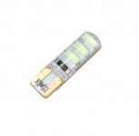 Лампа светодиодная Т10 (W2,1-9,5d) белая, 6 SMD 5730 диодов, СИЛИКОН (б/цокольная) 12v
