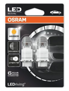 Светодиод 12V 1,42/0,54W PY27/7W янтарный (блистер 2шт) (3557YE-02B) OSRAM