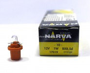 Автолампа 12V BAX1W (BX8.5d)  17019 CP NARVA