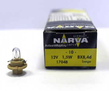 Автолампа 12V BAX1,5W (BX8,4d) 17048 CP NARVA Автолампа 12V BAX1,5W (BX8,4d) 17048 CP NARVA