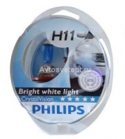 Автолампа H11 12V 55W (PGJ19-2) Crystal Vision 4300K (2шт+2шт W5W) 12362CVSM  PHILIPS