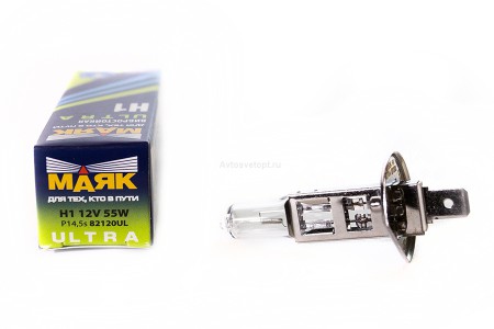 Автолампа H1 12V 55W (Pk14.5s) ULTRA 82120UL "Маяк" Автолампа H1 12V 55W (Pk14.5s) ULTRA 82120UL "Маяк"