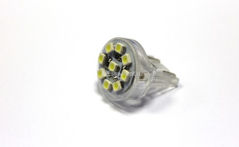 Лампа светодиодная Т20 (2конт) 9 SMD диодов, белая (б/цокольная)
